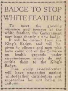 Word War 2 white feather badge