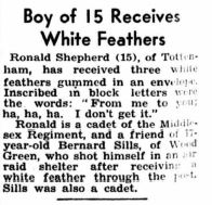 15 year old friend of suicide victim recieves white feathers too